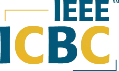 Logo showing "IEEE" in blue above "ICBC". "I" and "B" are blue, "C" is gold. A gold L-shaped line starts above the "I" of "ICBC".